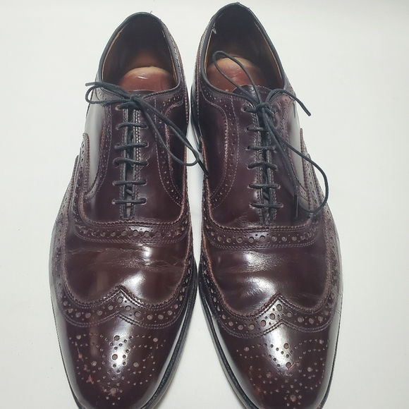 Men's Allen Edmonds McAllister 12.5 B Burgundy Oxford Wingtip Leather Shoes 6275 - Picture 3 of 11